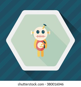 Halloween voodoo doll flat icon with long shadow,eps10