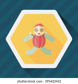 Halloween voodoo doll flat icon with long shadow,eps10