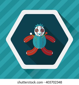 Halloween voodoo doll flat icon with long shadow,eps10