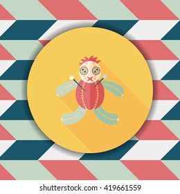 Halloween voodoo doll flat icon with long shadow,eps10