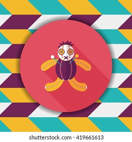 Halloween voodoo doll flat icon with long shadow,eps10