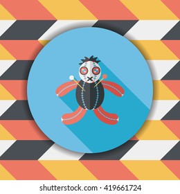 Halloween voodoo doll flat icon with long shadow,eps10