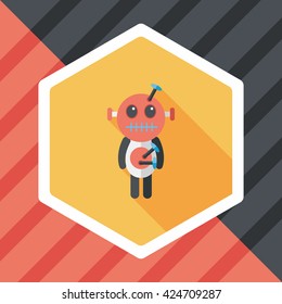 Halloween voodoo doll flat icon with long shadow,eps10
