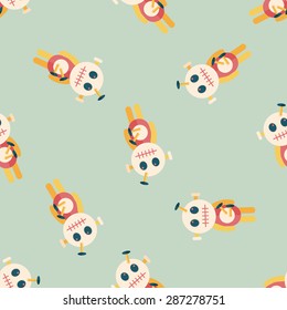 Halloween voodoo doll flat icon,eps10 seamless pattern background