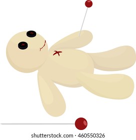 Halloween voodoo doll with pin vector