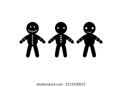 Ilustración vectorial de silueta de muñeca de vudú de halloween