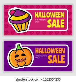 Halloween voucher template. Vector illustration