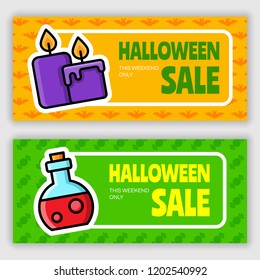 Halloween voucher template. Vector illustration