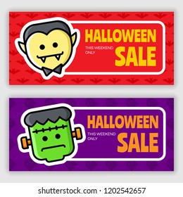 Halloween voucher template. Vector illustration
