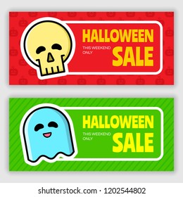 Halloween voucher template. Vector illustration