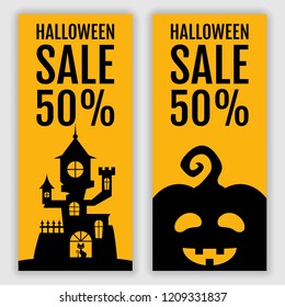 Halloween voucher template. Vector illustration