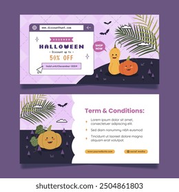 Halloween voucher templates with y2k cute retro vintage 90s design
