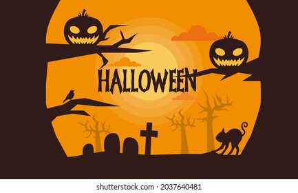 Halloween wallpaper logo design template