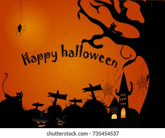 Halloween wallpapers, red brick wall, pumpkin trees and awesome castle.