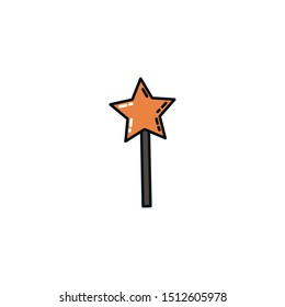 halloween wand flat style icon vector illustration design