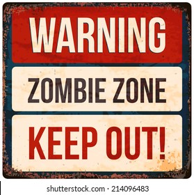 Halloween warning sign. Beware of zombies! Vector illustration, eps10.