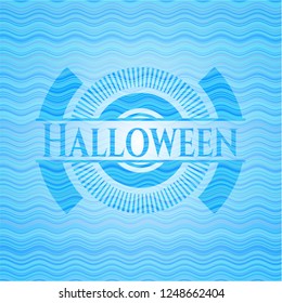 Halloween water wave concept badge background.