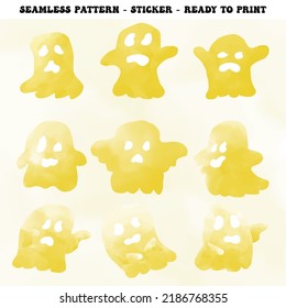 Halloween watercolor ghost vector collection is suitable for elements, prints, and others.