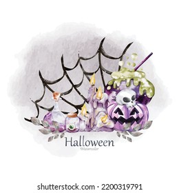 Halloween watercolor illustration vector design on white background great for your compositions or decorate with your artwork.