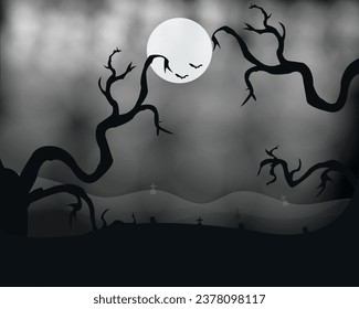 Halloween Watercolor Night  Scary Background Design