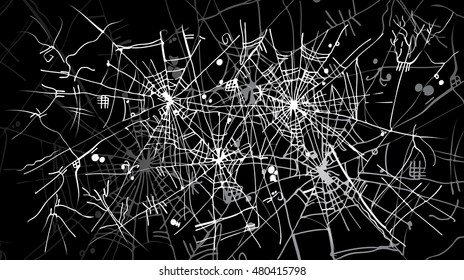 Halloween web background 323-Bk. Eau-forte black-and-white decorative texture vector illustration.