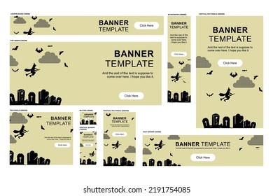 Halloween web banner collection. Design banners for Halloween for websites. Vector conceptual illustration.