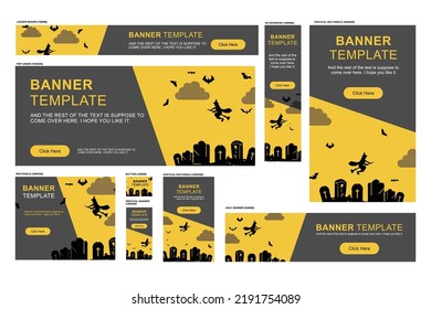 Halloween web banner collection. Design banners for Halloween for websites. Vector conceptual illustration.