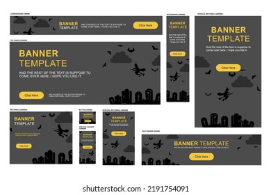 Halloween web banner collection. Design banners for Halloween for websites. Vector conceptual illustration.