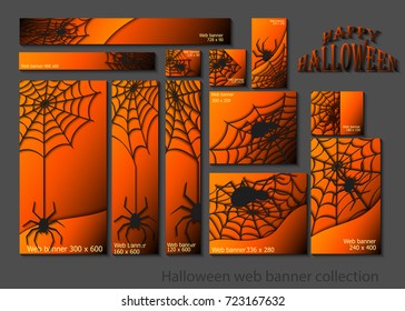 Halloween web banner collection. Design banners for Halloween for web sites. Vector conceptual illustration.