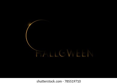 Halloween web banner with moon eclipse and owl eyes.Black background