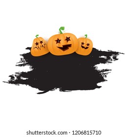Halloween web black grunge Banner or poster with Halloween scary pumpkins isolated on white background . Funky kids Halloween banner with space for greeting text or sale