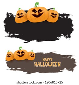 Halloween web black grunge Banner or poster with Halloween scary pumpkins isolated on white background . Funky kids Halloween banner with space for greeting text or sale