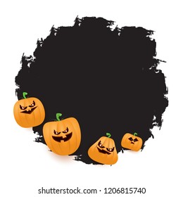 Halloween web black grunge Banner or poster with Halloween scary pumpkins isolated on white background . Funky kids Halloween banner with space for greeting text or sale