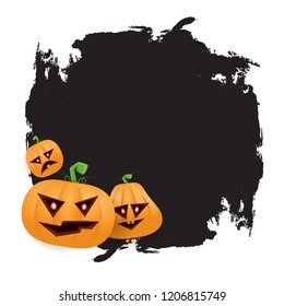 Halloween web black grunge Banner or poster with Halloween scary pumpkins isolated on white background . Funky kids Halloween banner with space for greeting text or sale