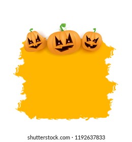 Halloween web grunge Banner or poster with Halloween scary pumpkins isolated on white background . Funky kids Halloween banner with space for greeting text or sale