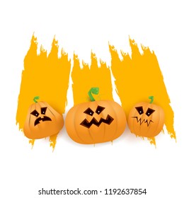 Halloween web grunge Banner or poster with Halloween scary pumpkins isolated on white background . Funky kids Halloween banner with space for greeting text or sale