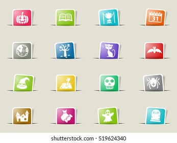 halloween web icons on color paper bookmarks