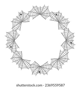 halloween web with spider art round frame