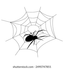 Halloween web with spider background for party. Isolated objects on a transparent background
