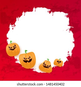 Halloween web white grunge Banner or poster with Halloween scary pumpkins isolated on red background . Funky kids Halloween banner with space for greeting text or sale