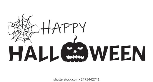 Halloween | Webs,  hand drawed | Black letters | Pumpkin | Vector art