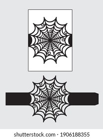 Halloween Wedding invitation Belly band spider web gothic template cutting file lasercut papercut. svg