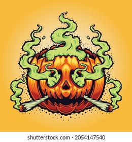 Halloween Weed Smoke Cartoon Vector illustrations for your work Logo, mascot merchandise t-shirt, stickers and Label designs, poster, greeting cards advertising business company or brands.