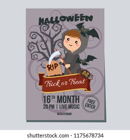 halloween week poster with grim reaper girl