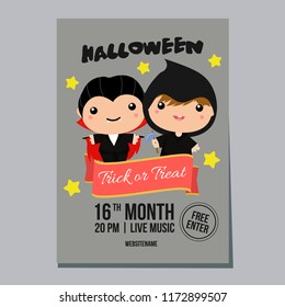 halloween week poster with kids costume grim reaper
