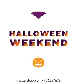 halloween weekend text with paper cut layers 3d effect background