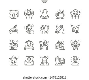 Halloween Well-crafted Pixel Perfect Vector Thin Line Icons 30 2x Grid for Web Graphics and Apps. Simple Minimal Pictogram