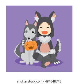 Halloween Werewolf and Husky