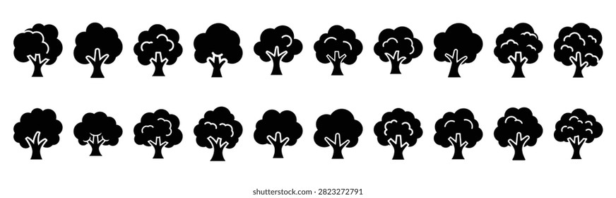 Halloween whispering tree vector icon set and silhouette bundle isolated on transparent background