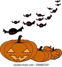 Halloween white background with Jack O' Lantern, illustration